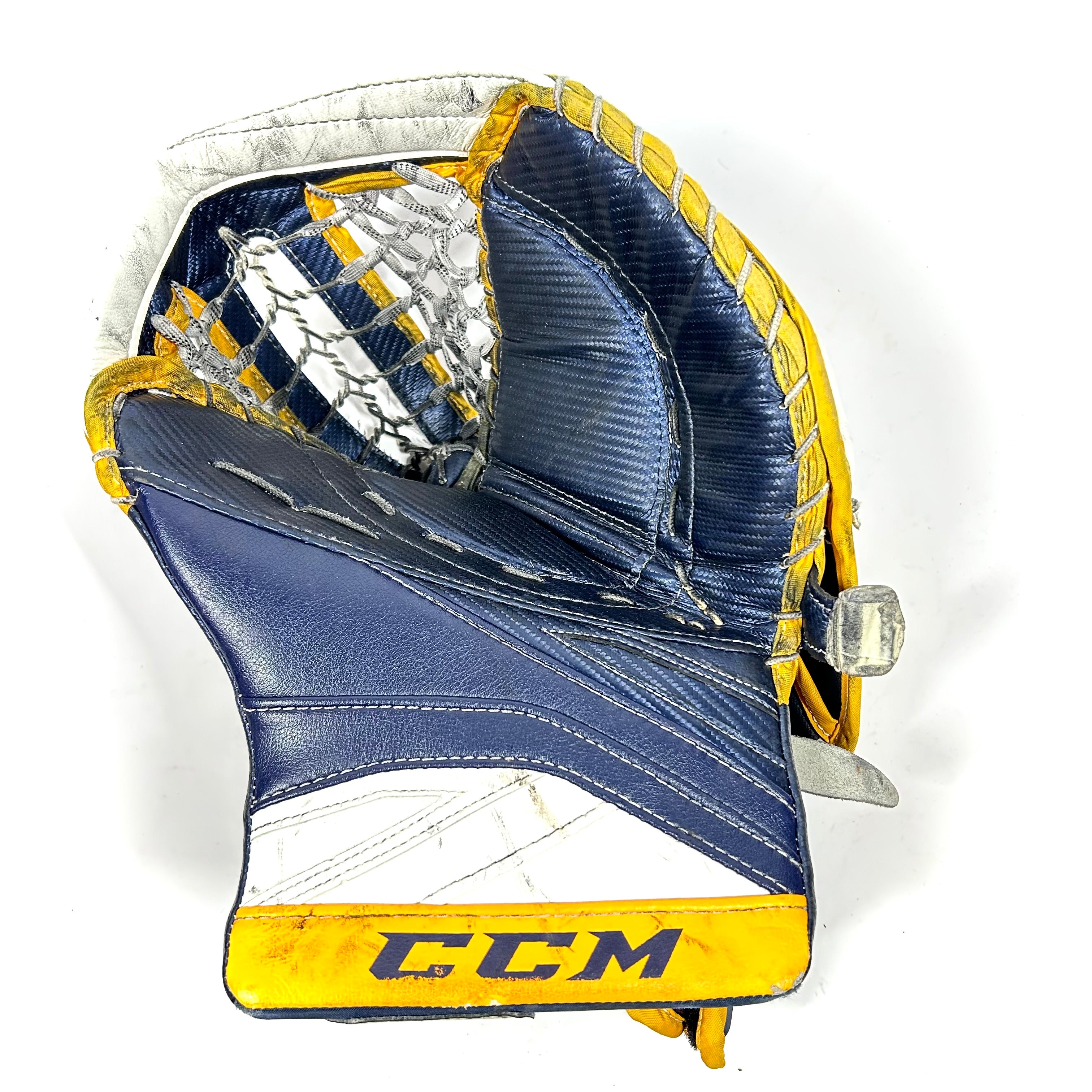 CCM Premier II - Gant de gardien de but Pro Stock d'occasion (bleu marine/jaune)